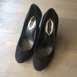 Elie Tahari | Black suede wedge heels